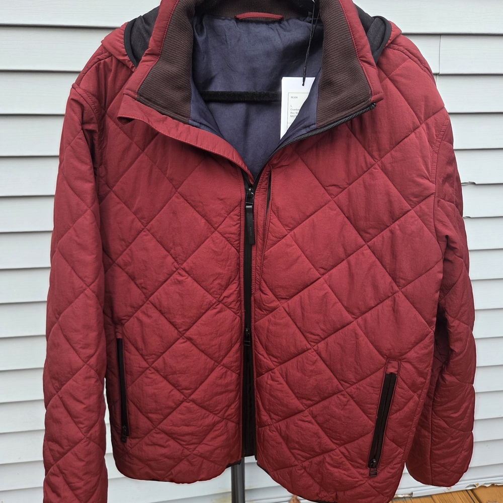 Theory Men's Quilted Burgundy Puffer Jacket